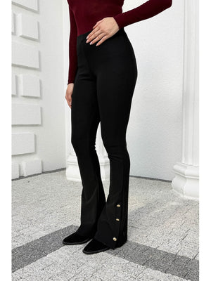 Dilvin Siyah Düğme Detay İspanyol Tayt 71905-Siyah