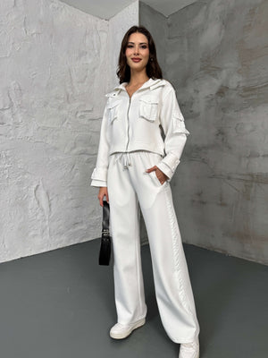 Beyaz Cepli Paraşüt Detaylı Scuba İkili Takım 2140-Beyaz