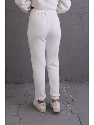 Beyaz Beli Bağcıklı Jogger Eşofman