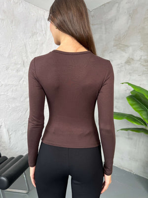 Acı Kahve Dört Düğmeli Body