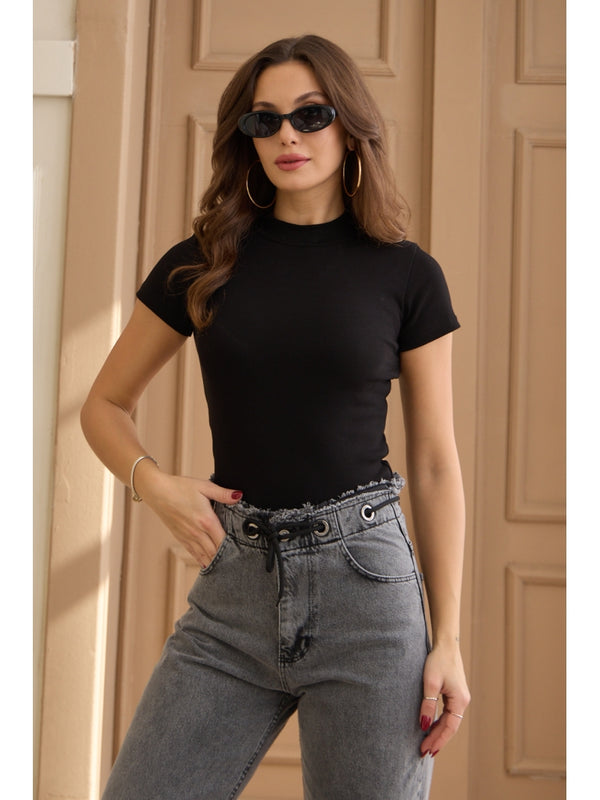 Siyah Balıkçı Yaka Body
