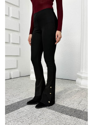 Dilvin Siyah Düğme Detay İspanyol Tayt 71905-Siyah