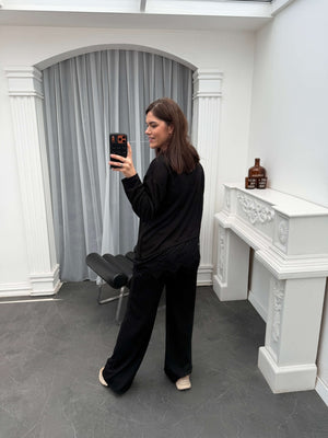 Siyah Etek Ucu Dantelli Modal Takım 4105-Siyah