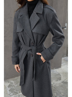 Antrasit Omuzu Düğmeli Premium Kaban T-20013-ANTRASİT