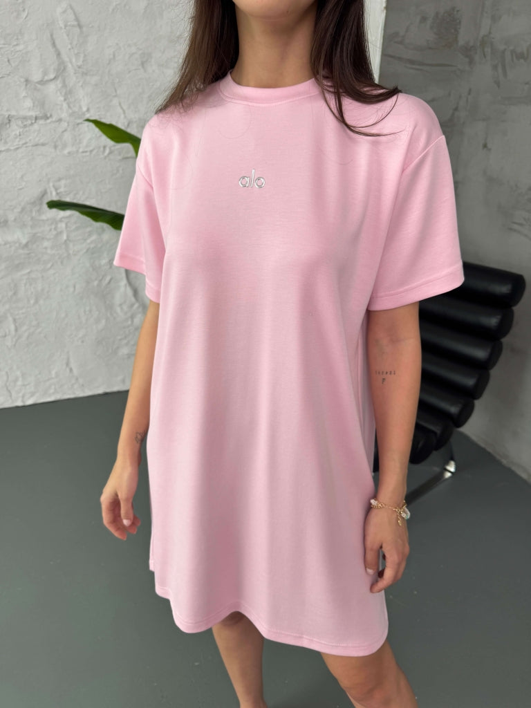 Pembe Orj Kısa Kol Modal Elbise