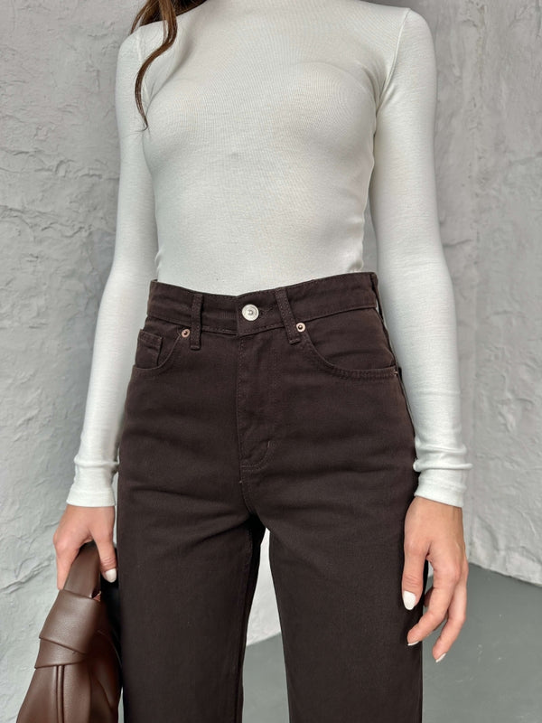 Acı Kahve Yıkamalı Straight Orj Jean 24111-Acı Kahve