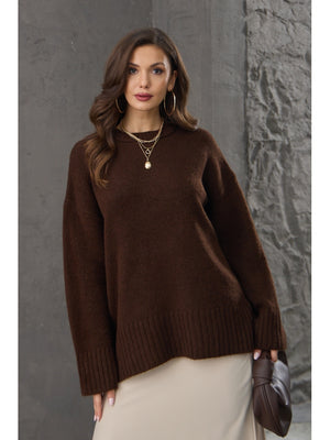 Kahve Bisiklet Yaka Oversize Kazak