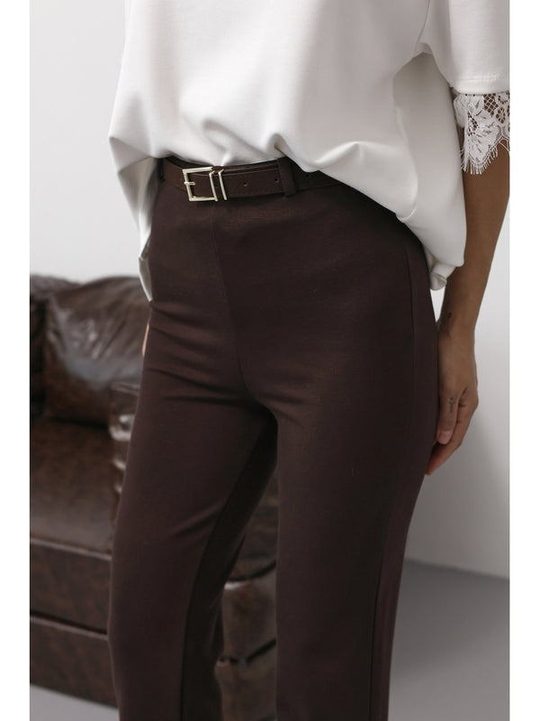 Kahverengi Kemerli İspanyol Pantolon 0099-Kahverengi