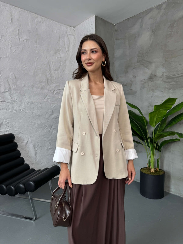 Taş Kol Manşetli  Premium Tensel Modal Kumaş Ceket
