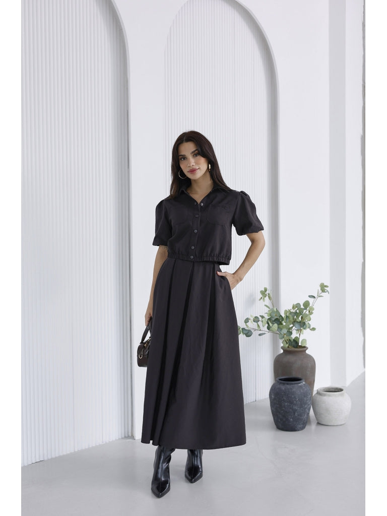 Kahverengi Balon Kol Etekli Takım 8073-Kahverengi