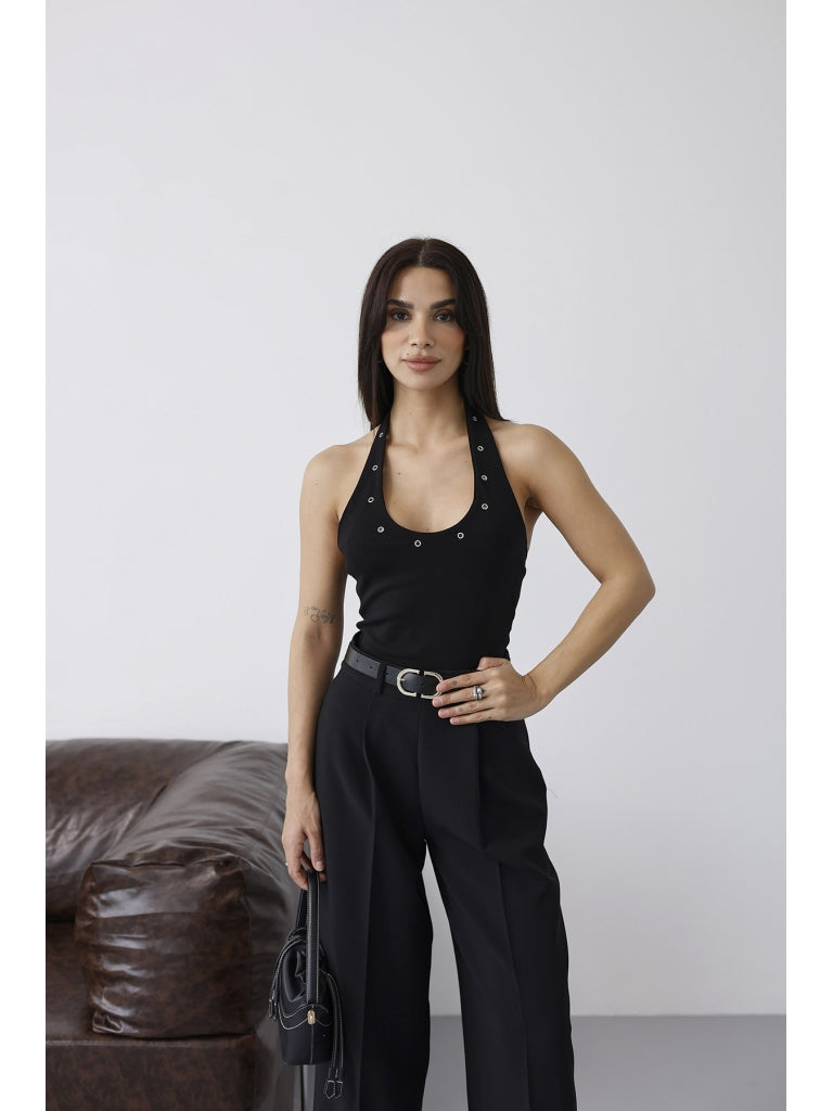 Siyah Kuşgözü Detaylı Atlet 1060-Siyah