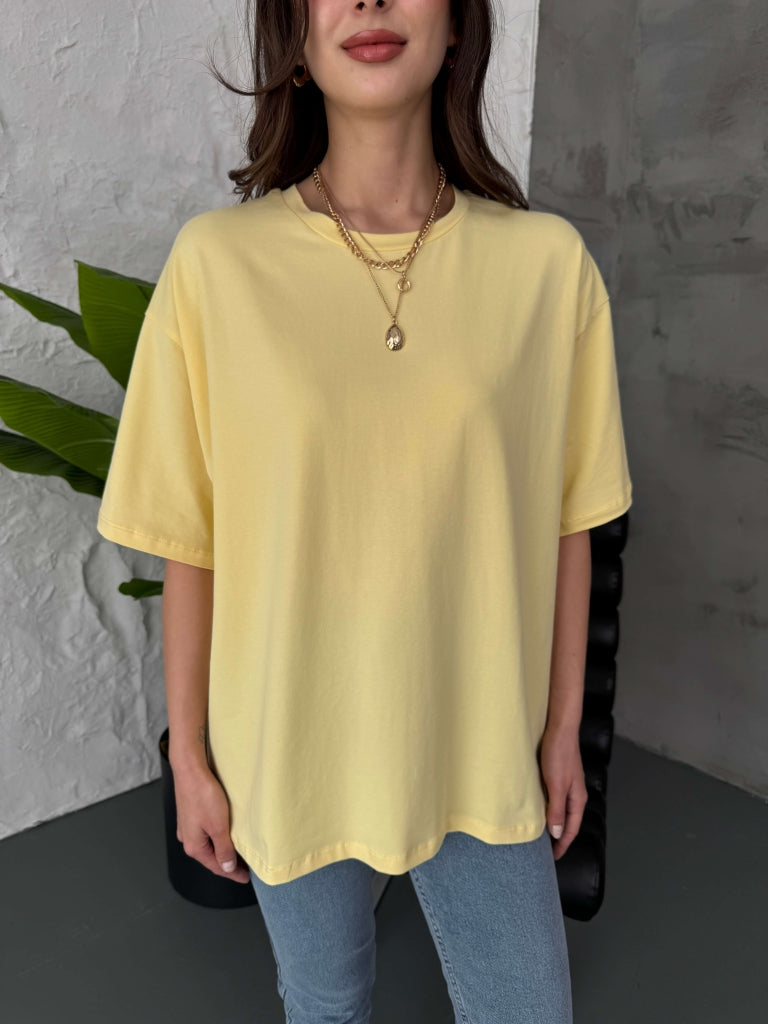 Sarı Oversize Basic Tshirt