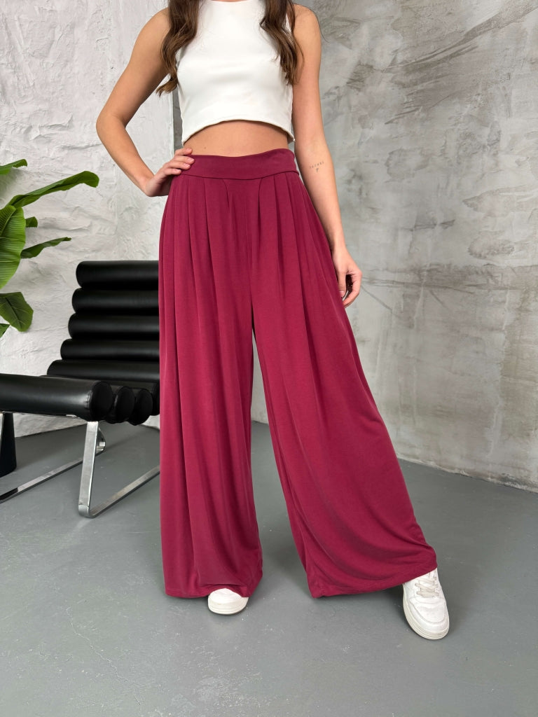 Bordo Bel Pilili Modal Pantolon
