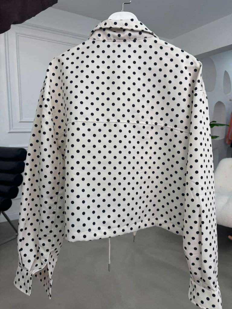 Ekru Puantiyeli Bomber Ceket 9788-Ekru