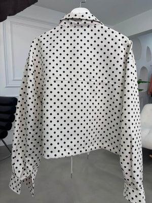 Ekru Puantiyeli Bomber Ceket 9788-Ekru