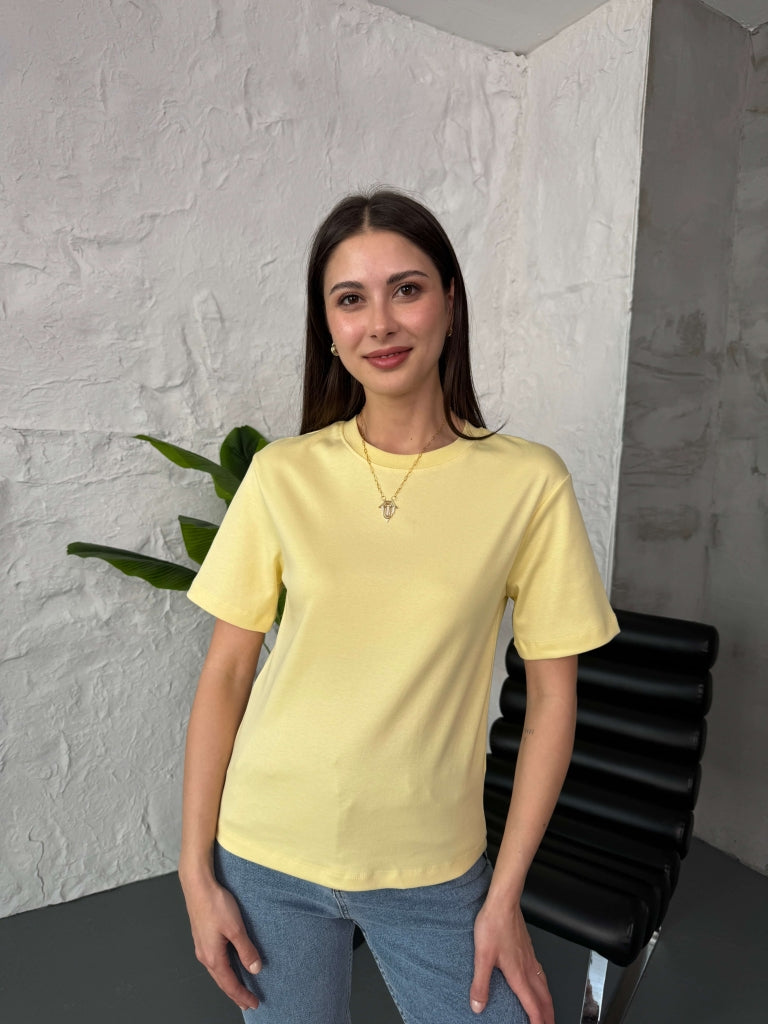 Sarı Massi Orj Basic Tshirt