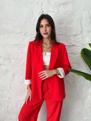 Nar Çiçeği Vatkalı Blazer Ceket