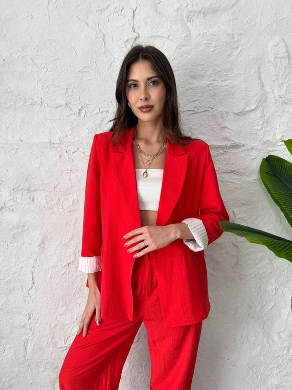 Nar Çiçeği Vatkalı Blazer Ceket