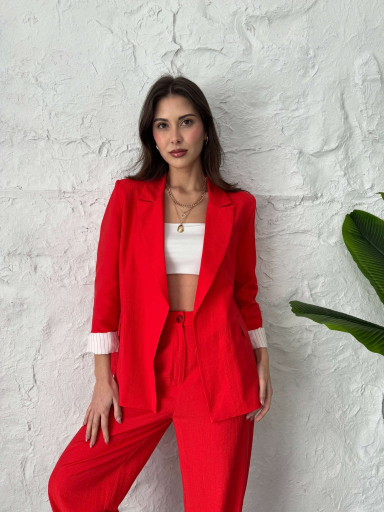 Nar Çiçeği Vatkalı Blazer Ceket