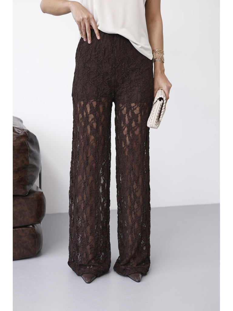 Kahverengi Dantel Pantolon 4247-Kahverengi