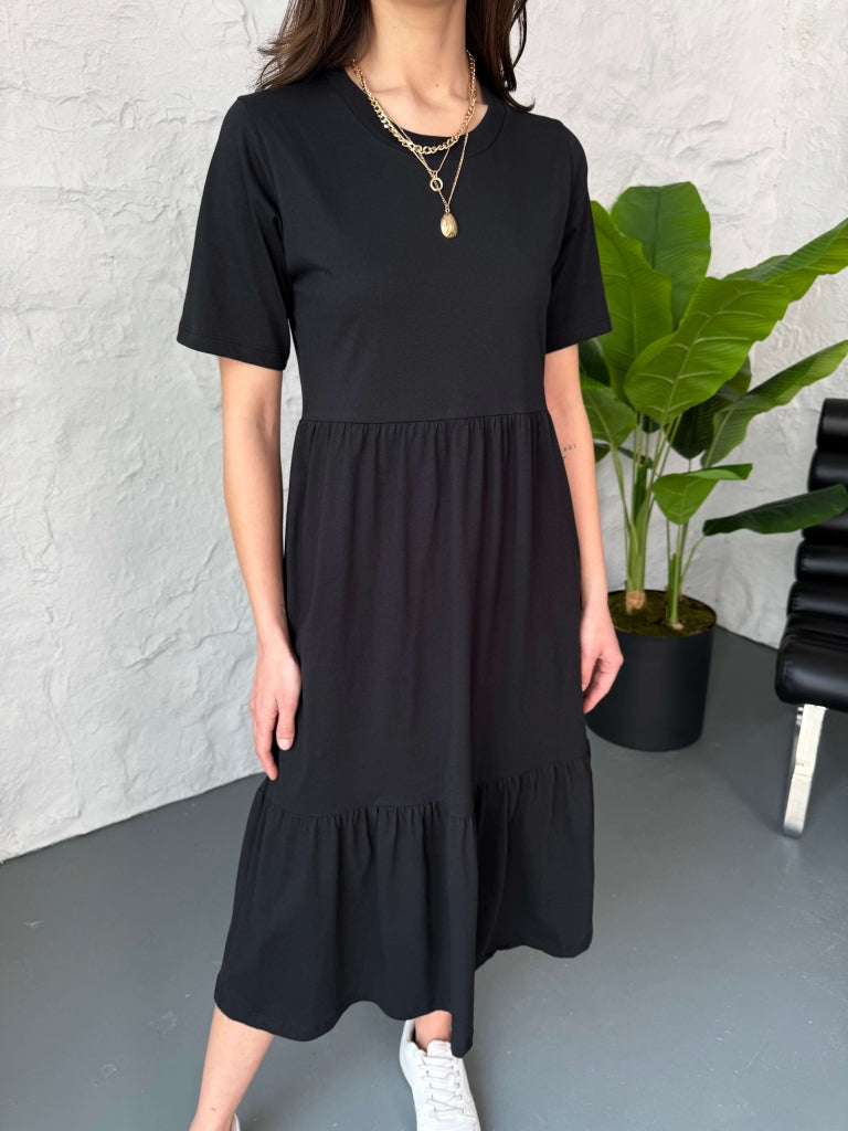 Siyah Basic Midi Elbise