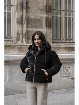 Siyah İnfinty Parlak Şişme Mont 2285-SİYAH