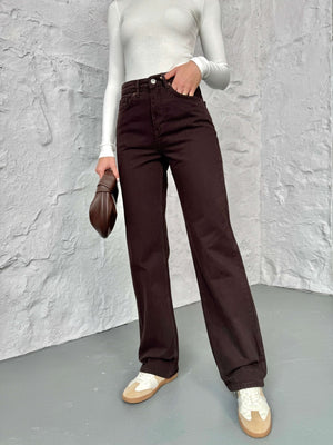 Acı Kahve Yıkamalı Straight Orj Jean 24111-Acı Kahve