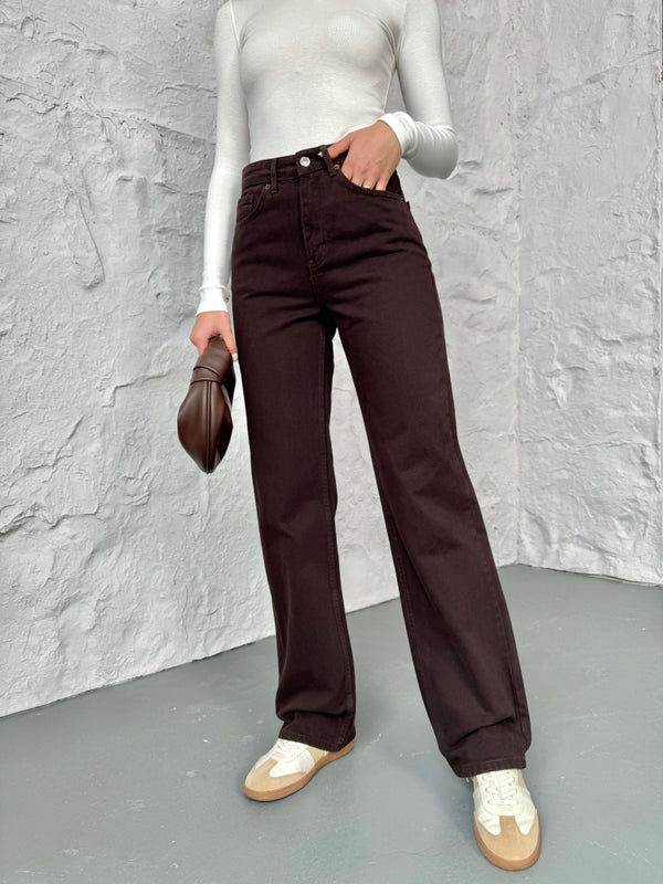 Acı Kahve Yıkamalı Straight Orj Jean 24111-Acı Kahve