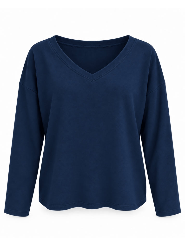 Lacivert V Yaka Uzun Kollu Sweat 11094-Lacivert
