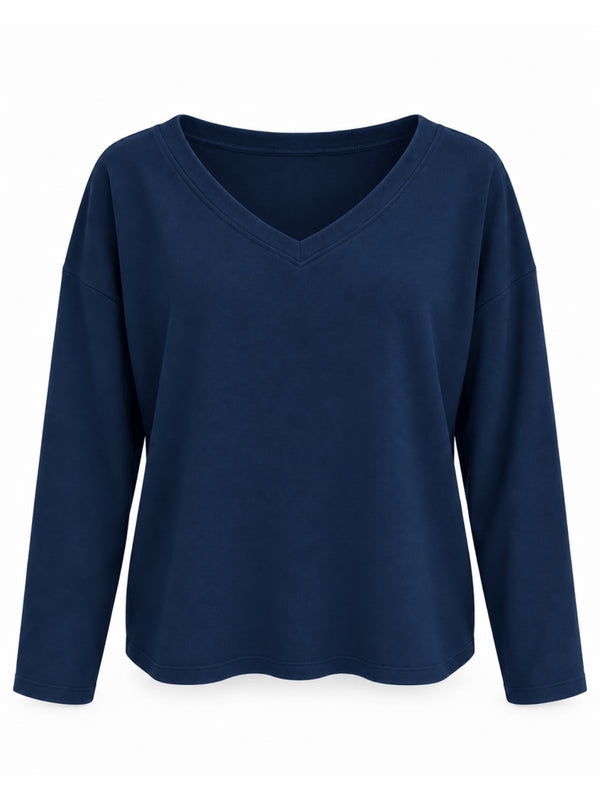 Lacivert V Yaka Uzun Kollu Sweat 11094-Lacivert