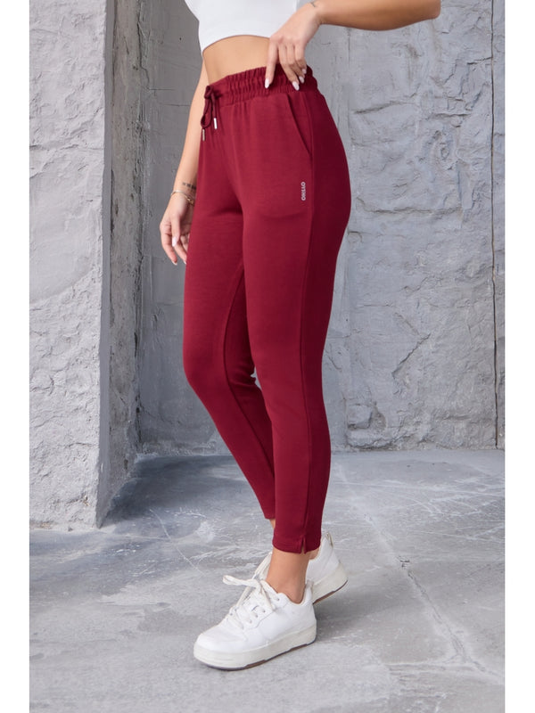 Bordo Orjinal Yırtmaçlı Modal Eşofman