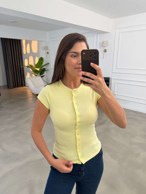 Sarı Fitilli Likralı Bluz 10905-Sarı