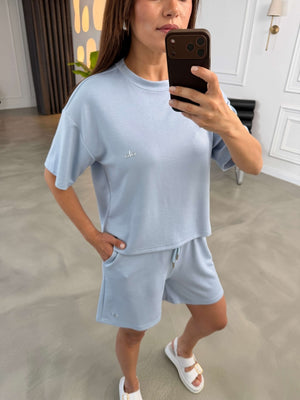 Bebe Mavi Orj Marka Şortlu Modal Takım 1024-Bebe Mavi