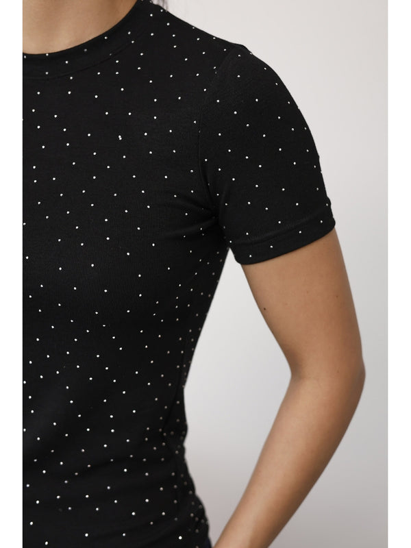 Siyah Taş Baskılı Body EY137-Siyah