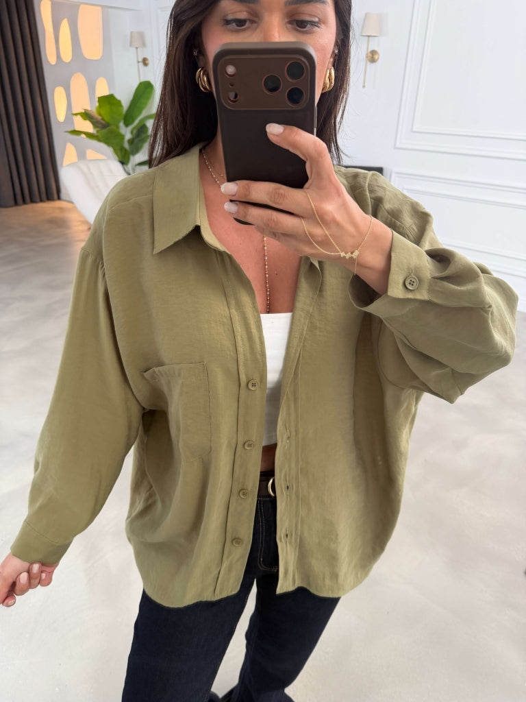 Perry Olive Dökümlü Gömlek 4612-Olive