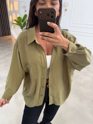 Perry Olive Dökümlü Gömlek 4612-Olive