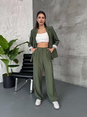 Haki Vatkalı Blazer Ceket
