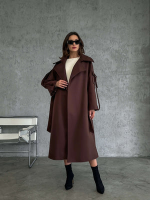 Acı Kahve Kolları Cep Detaylı Premium Kaban 20101-Acı Kahve