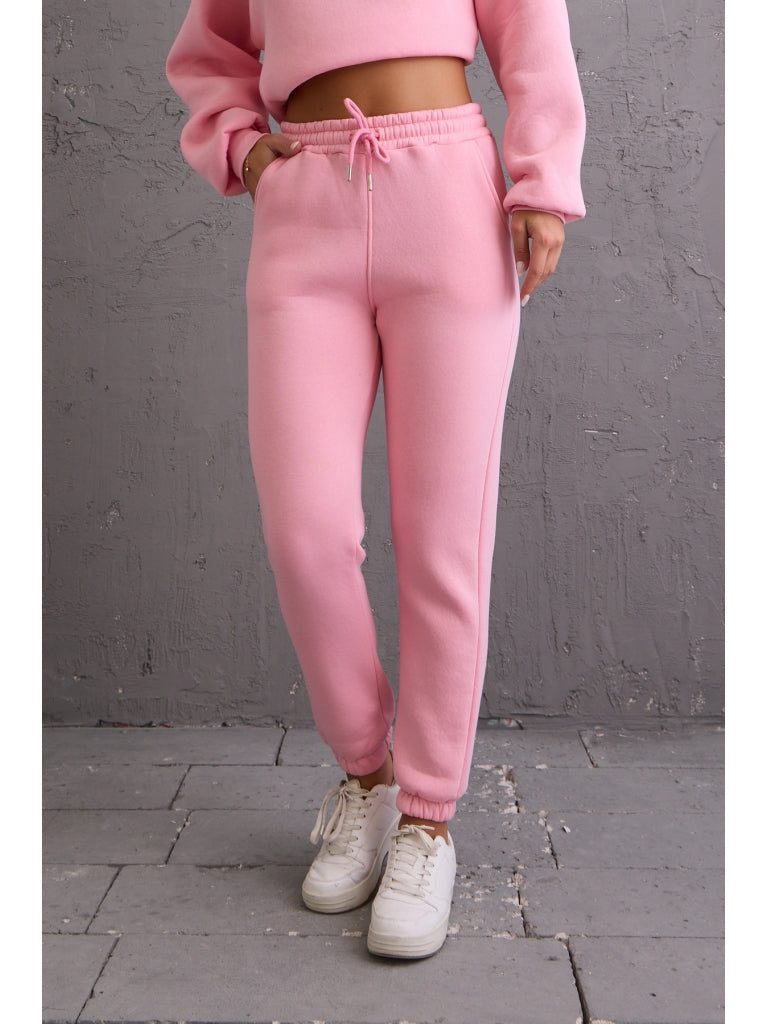 Pembe Beli Bağcıklı Jogger Eşofman
