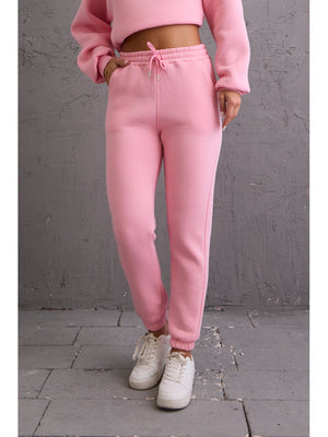 Pembe Beli Bağcıklı Jogger Eşofman