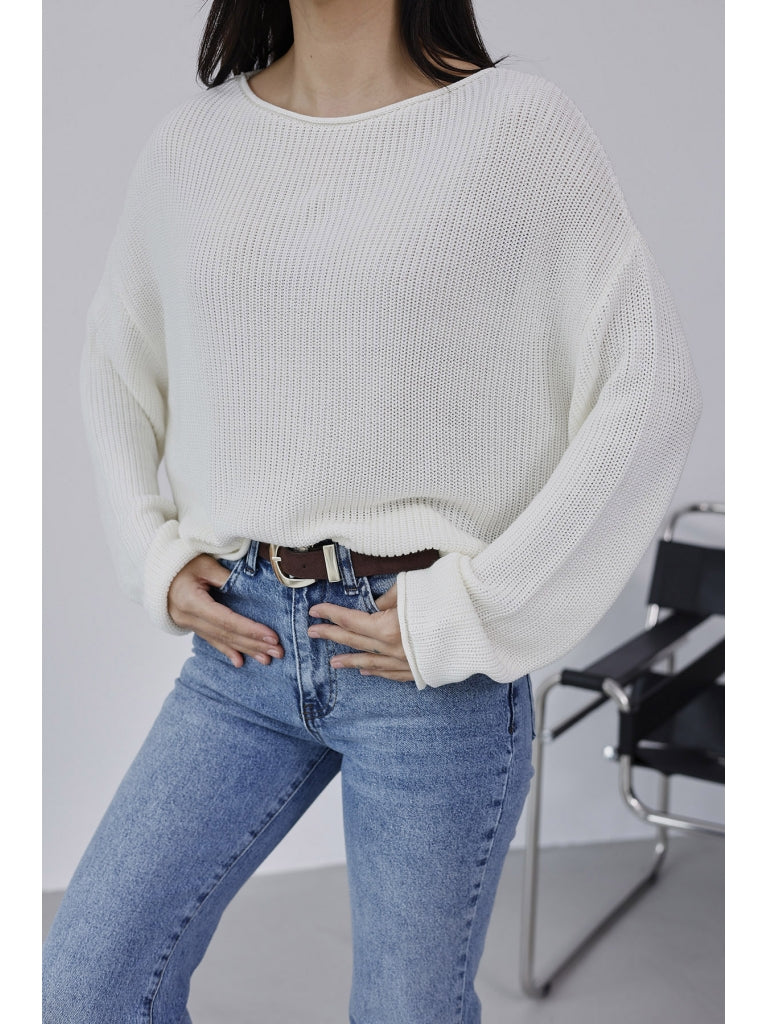 Dilvin Ekru Kayık Yaka Merserize Kazak 10804-Ekru