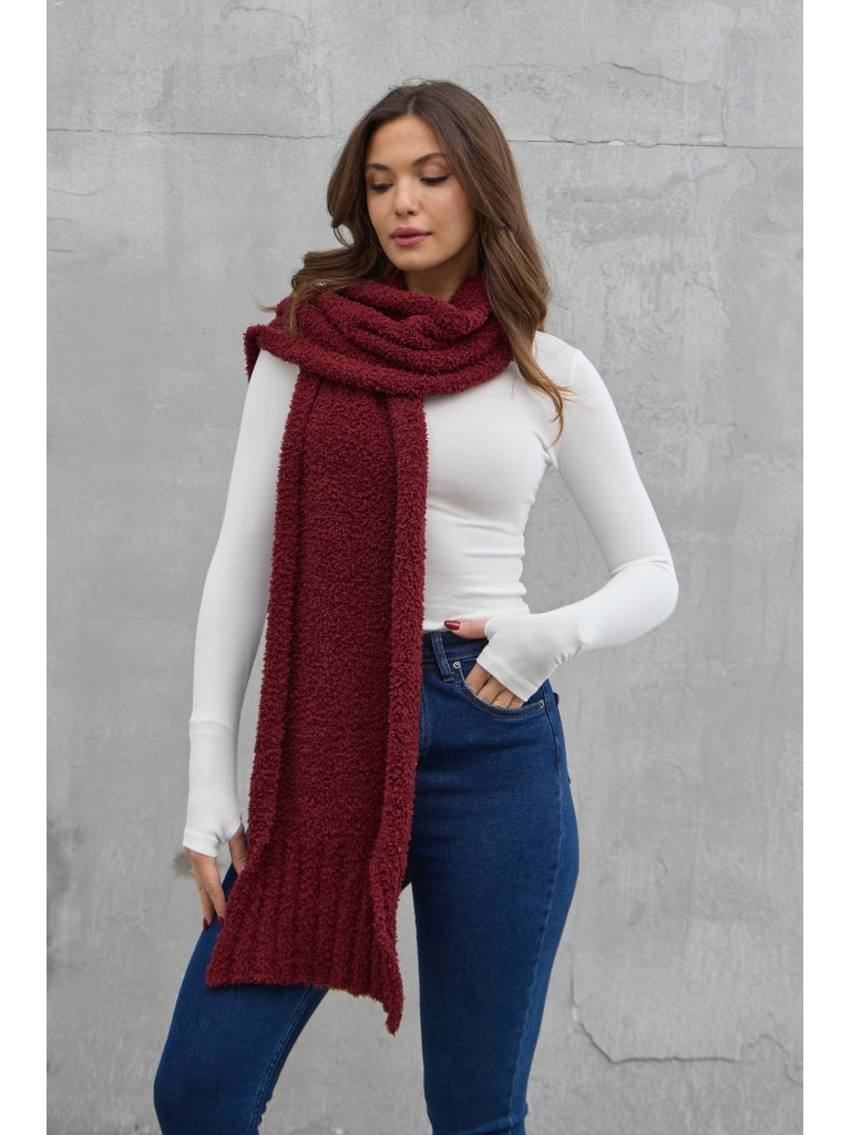 Bordo Yumoş Buklet Atkı