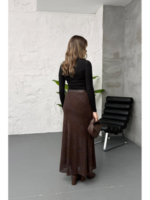 Kahverengi Kadife Desen Etek 251134-Kahverengi