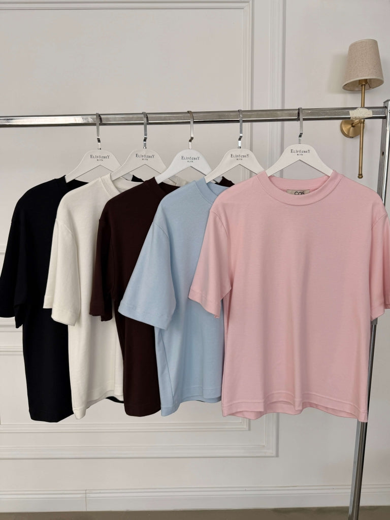 Bebe Mavi Bisiklet Yaka Basıc Tshirt 6597-Bebe Mavi