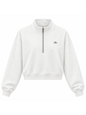 Beyaz Orj Yarım Fermuarlı Sweat 6360-Beyaz