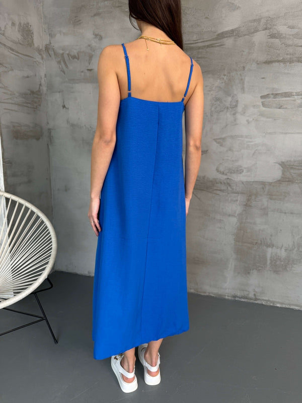 Saks Askılı Elbise