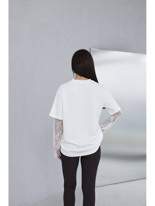 Ekru Güpür Kollu Bluz EY0302-Ekru