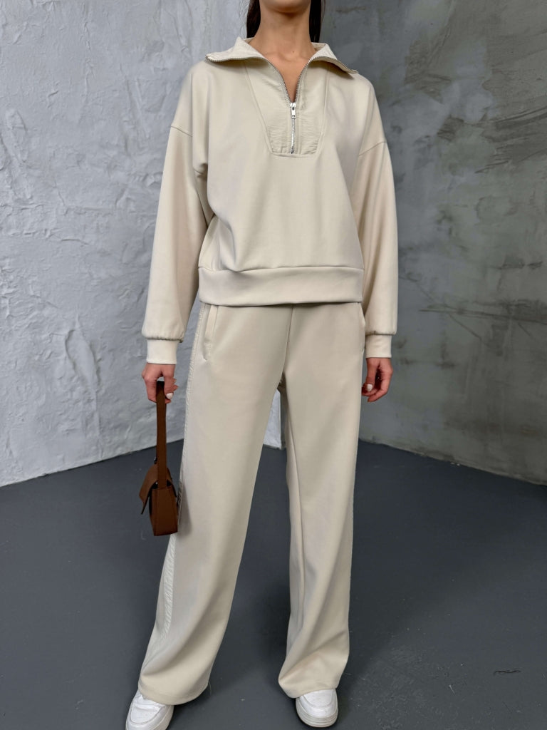 Taş Paraşüt Şeritli Fermuarlı Scuba Takım 2624-Taş