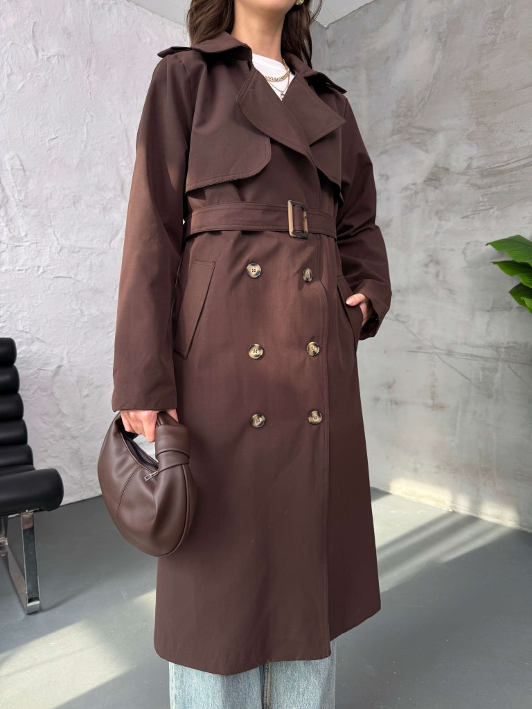 Kahverengi  Kolları Ekose Katlı Trenç 0521-KAHVE