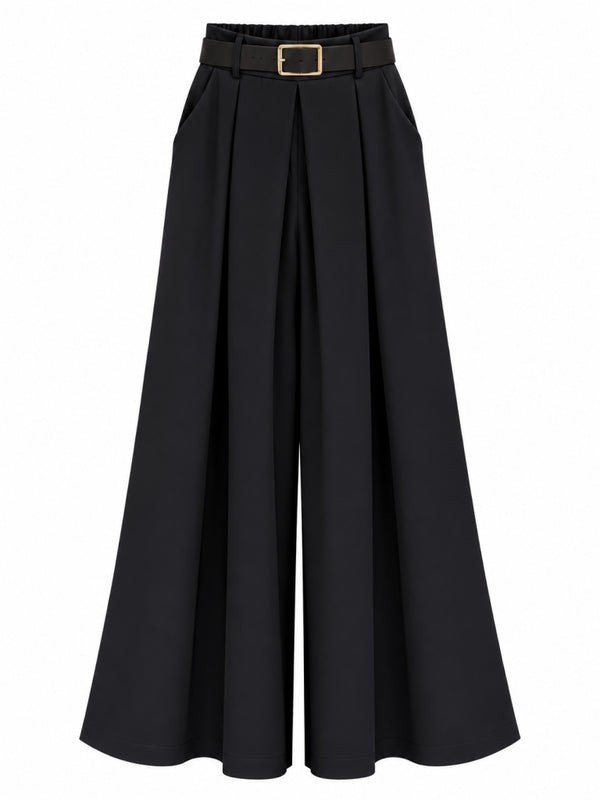 Siyah Gold Kemerli Etek Pantolon 51502-Siyah